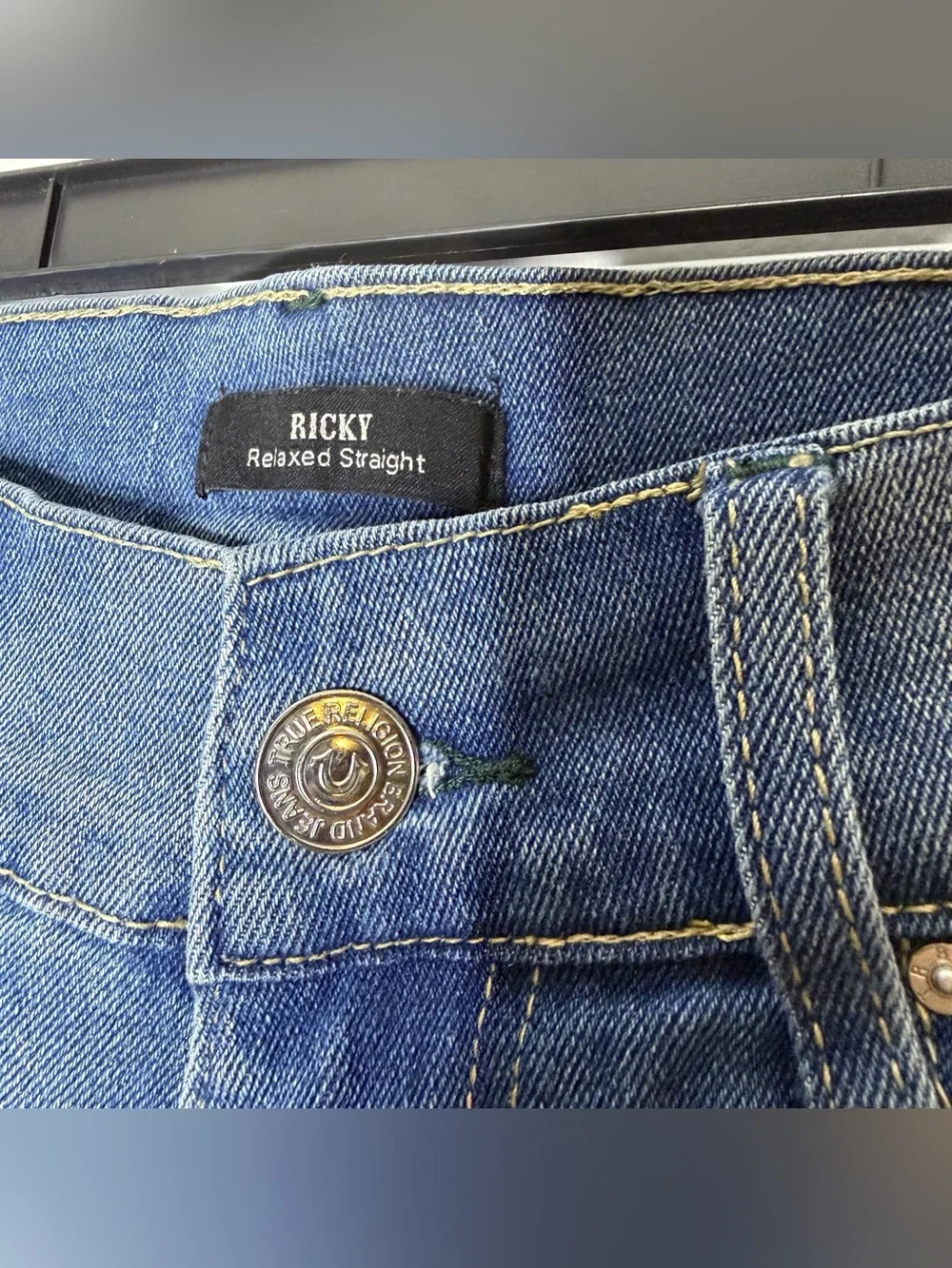 True Religion Ricky Relaxed Straight Jeans Flap Pocket Size 34